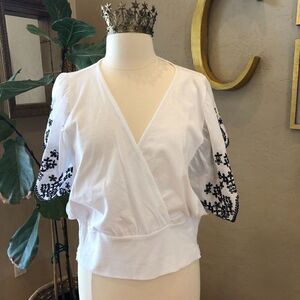 Anthropologie Maeve Tavi White with Black Eyelet Top Size X-Large NWT
